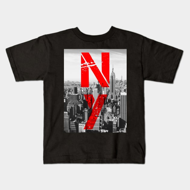 New York City black Kids T-Shirt by PallKris